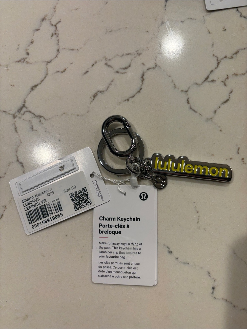 Lululemon Charm Keychain Spell out in Yellow NWT